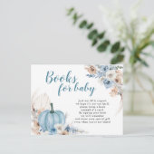 Boho Rustic Blue Pumpkin Fall Books for Baby Einladungspostkarte (Stehend Vorderseite)