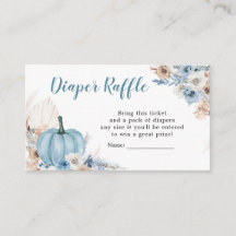 Boho Rustic Blue Pumpkin Fall Diaper Raffle