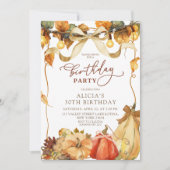 Boho Rustic Bogen Coquette Herbst-Kürbis-Geburtsta Einladung (Vorderseite)