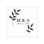 Boho Rustic Branches Wedding Initials Monogram Gummistempel (Prägung)