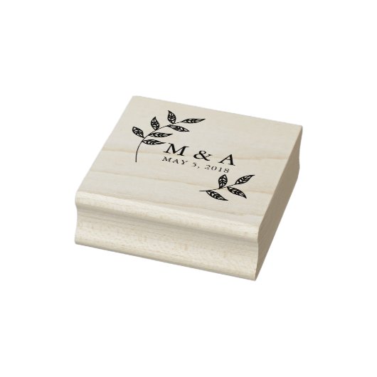 Boho Rustic Branches Wedding Initials Monogram Gummistempel (Stempel)