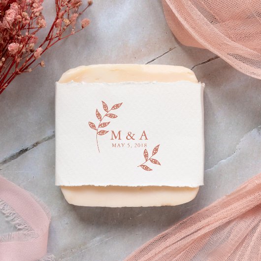 Boho Rustic Branches Wedding Initials Monogram Gummistempel