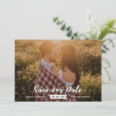 Boho Rustic Brush Script-Foto Save the Date (Stehend Vorderseite)