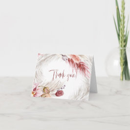 Boho Rustic Burgundy Blush Pink Elfenbein Pampas G Dankeskarte