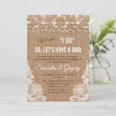 Boho Rustic Burlap Lace String Lights I DO GRILLEN Einladung (Stehend Vorderseite)