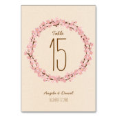 Boho Rustic Cherry Blossom Wreath Wedding Tischnummer (Rückseite)