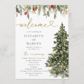 Boho Rustic Christmas Pine Tree Lights Wedding Programm (Vorderseite)