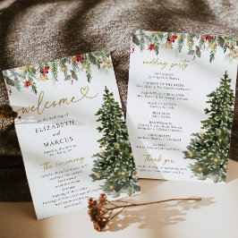 Boho Rustic Christmas Pine Tree Lights Wedding Programm