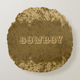 Boho Rustic Cowboy Design Rundes Kissen