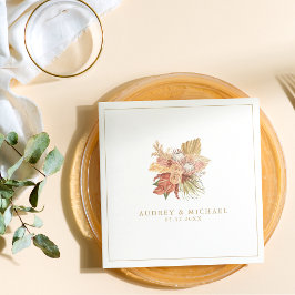 Boho Rustic Driving Floral Palm Leaf Wedding Serviette