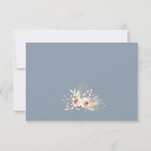 Boho Rustic Dusty Blue Wedding RSVP Karte (Rückseite)