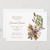 Boho Rustic Dusty Nature Botanical Bridal Brunch Einladung (Vorne/Hinten)