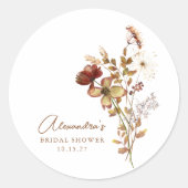 Boho Rustic Earthy Nature Botanical Brautparty Runder Aufkleber (Vorderseite)