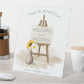 Boho Rustic Easel Wildblumen Herzlich willkommen b Sockelschild (In Situ)