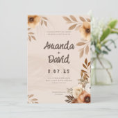 Boho Rustic Elegante Hochzeit Einladung (Stehend Vorderseite)