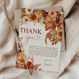 Boho Rustic Fall Floral Baby Dusche Danke Karte