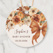 Boho Rustic Fall Floral Baby Dusche Geschenkanhänger (Rückseite)