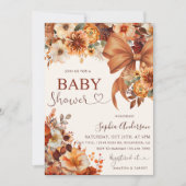 Boho Rustic Fall Floral Baby Dusche Party Foto Einladung (Vorderseite)
