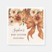 Boho Rustic Fall Floral Baby Dusche Party Serviette (Vorderseite)