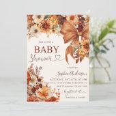 Boho Rustic Fall Floral Baby Shower Party Einladung (Stehend Vorderseite)