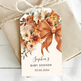 Boho Rustic Fall Floral Baby Shower Party Geschenkanhänger