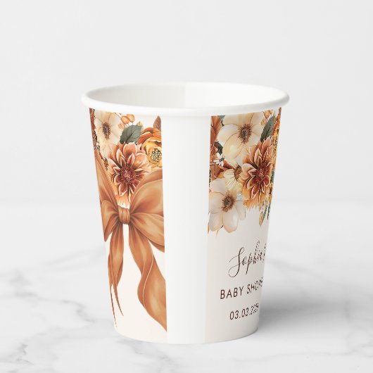 Boho Rustic Fall Floral Baby Shower Party Pappbecher (Links)