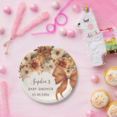 Boho Rustic Fall Floral Baby Shower Party Pappteller (Party)