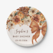 Boho Rustic Fall Floral Baby Shower Party Pappteller (Vorderseite)