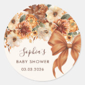 Boho Rustic Fall Floral Baby Shower  Runder Aufkleber (Vorderseite)