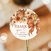 Boho Rustic Fall Floral Baby Shower  Runder Aufkleber