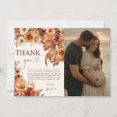 Boho Rustic Fall Floral Baby Shower Thank You Card Einladung (Vorderseite)