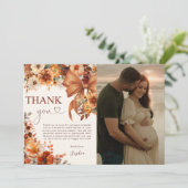 Boho Rustic Fall Floral Baby Shower Thank You Card Einladung (Stehend Vorderseite)