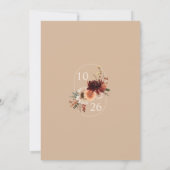 Boho Rustic Fall Floral Foto Save the Date Einladung (Rückseite)