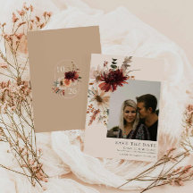 Boho Rustic Fall Floral Foto Save the Date