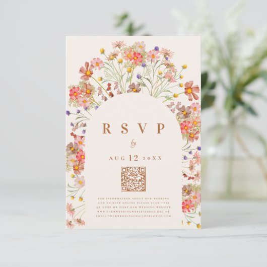 Boho Rustic Fall Floral RSVP Karte (Stehend Vorderseite)