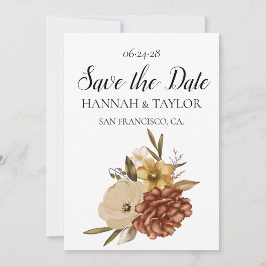 Boho Rustic Fall Floral Wedding Foto Save The Date (Vorderseite)