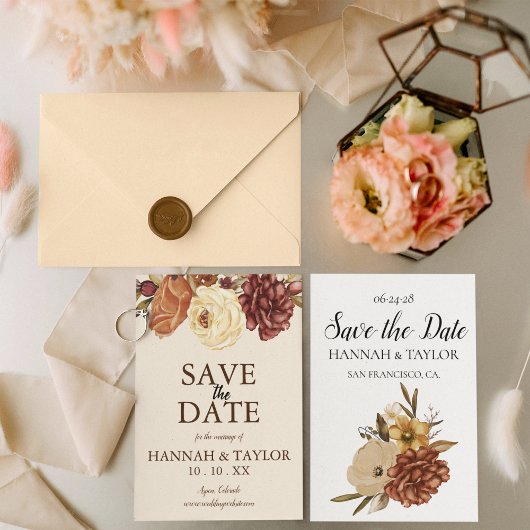 Boho Rustic Fall Floral Wedding Foto Save The Date
