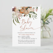 Boho Rustic Fall Florals Babydusche Einladungen (Stehend Vorderseite)