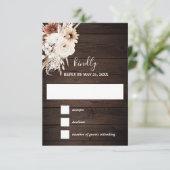 Boho Rustic Fall Flowers Wedding RSVP Card Karte (Stehend Vorderseite)
