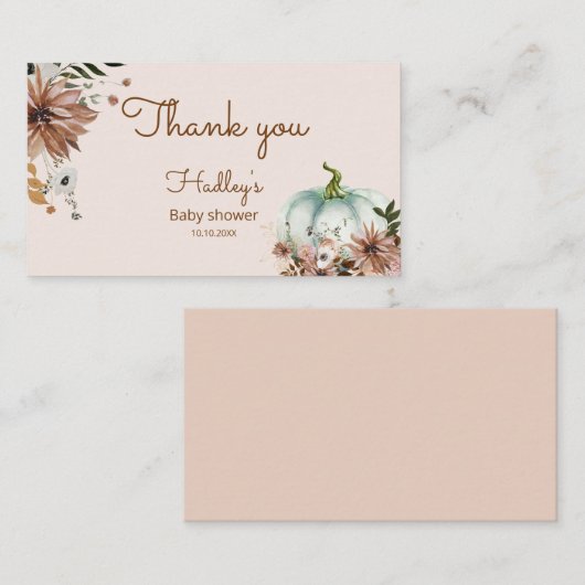 Boho Rustic Fall Kürbis vielen Dank Visitenkarte (Vorne/Hinten)