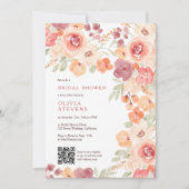 Boho rustic fall peach blush qr Brautparty Einladung (Vorderseite)