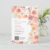 Boho rustic fall peach blush qr Brautparty Einladung (Stehend Vorderseite)