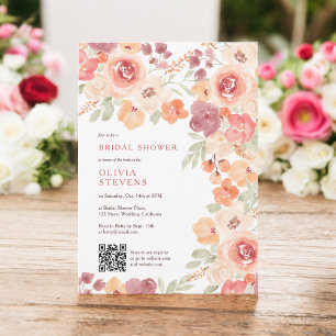 Boho rustic fall peach blush qr Brautparty Einladung