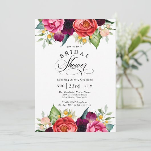 Boho Rustic Fall Watercolor Brautparty Einladung (Stehend Vorderseite)