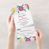 Boho Rustic farbenfrohe Blume Frühlingsblütenhochz All In One Einladung (Abreißen)