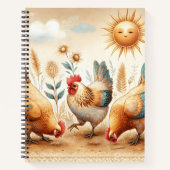 Boho Rustic Farm Illustriert Chickens Notebook Notizblock (Vorderseite)