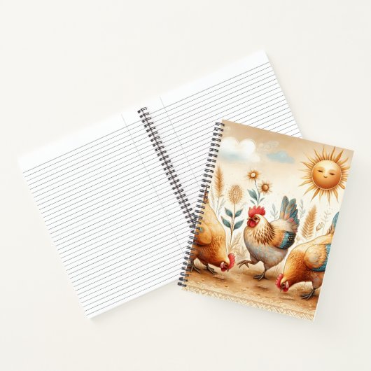 Boho Rustic Farm Illustriert Chickens Notebook Notizblock (Innenseite)