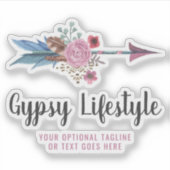 Boho Rustic Feather Arrow Bohemisches Logo Aufkleber (Vorderseite)