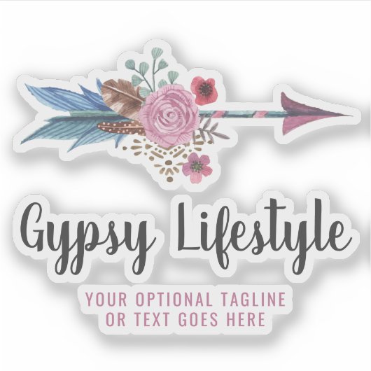 Boho Rustic Feather Arrow Bohemisches Logo Aufkleber (Vorderseite)