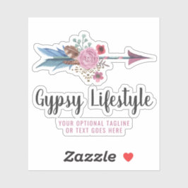Boho Rustic Feather Arrow Bohemisches Logo Aufkleber
